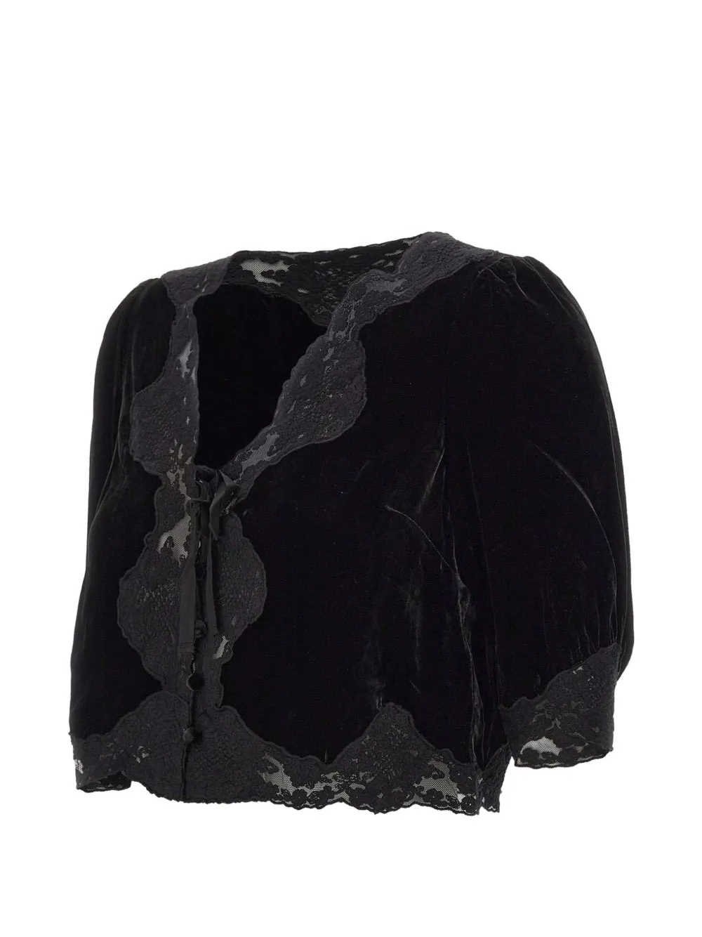 Rixo Ursula Lace-trim Top in Black, view 2