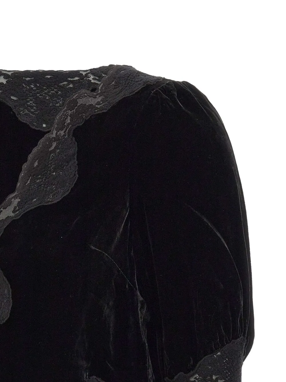 Rixo Ursula Lace-trim Top in Black, view 5
