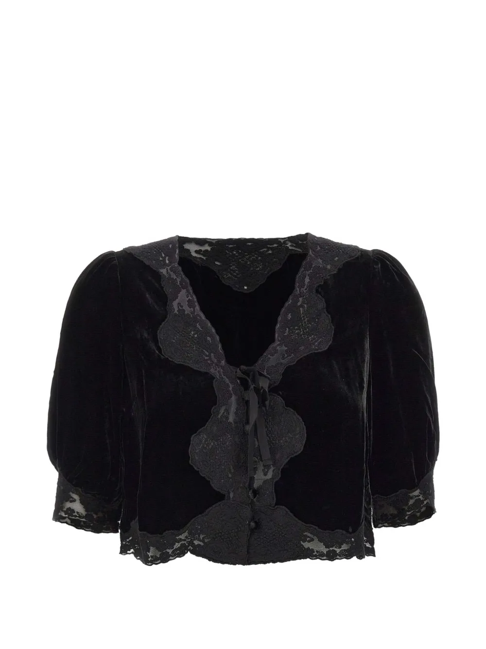 Rixo Ursula Lace-trim Top in Black