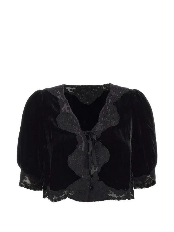 Rixo Ursula Lace-trim Top in Black