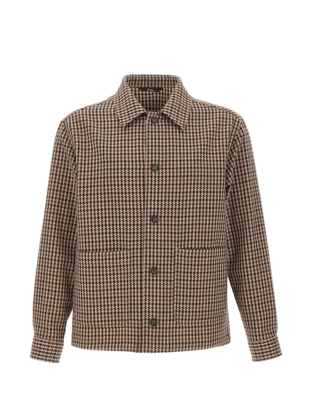 BOSS relaxed-fit wool-blend jacket with Vichy check - Marrone