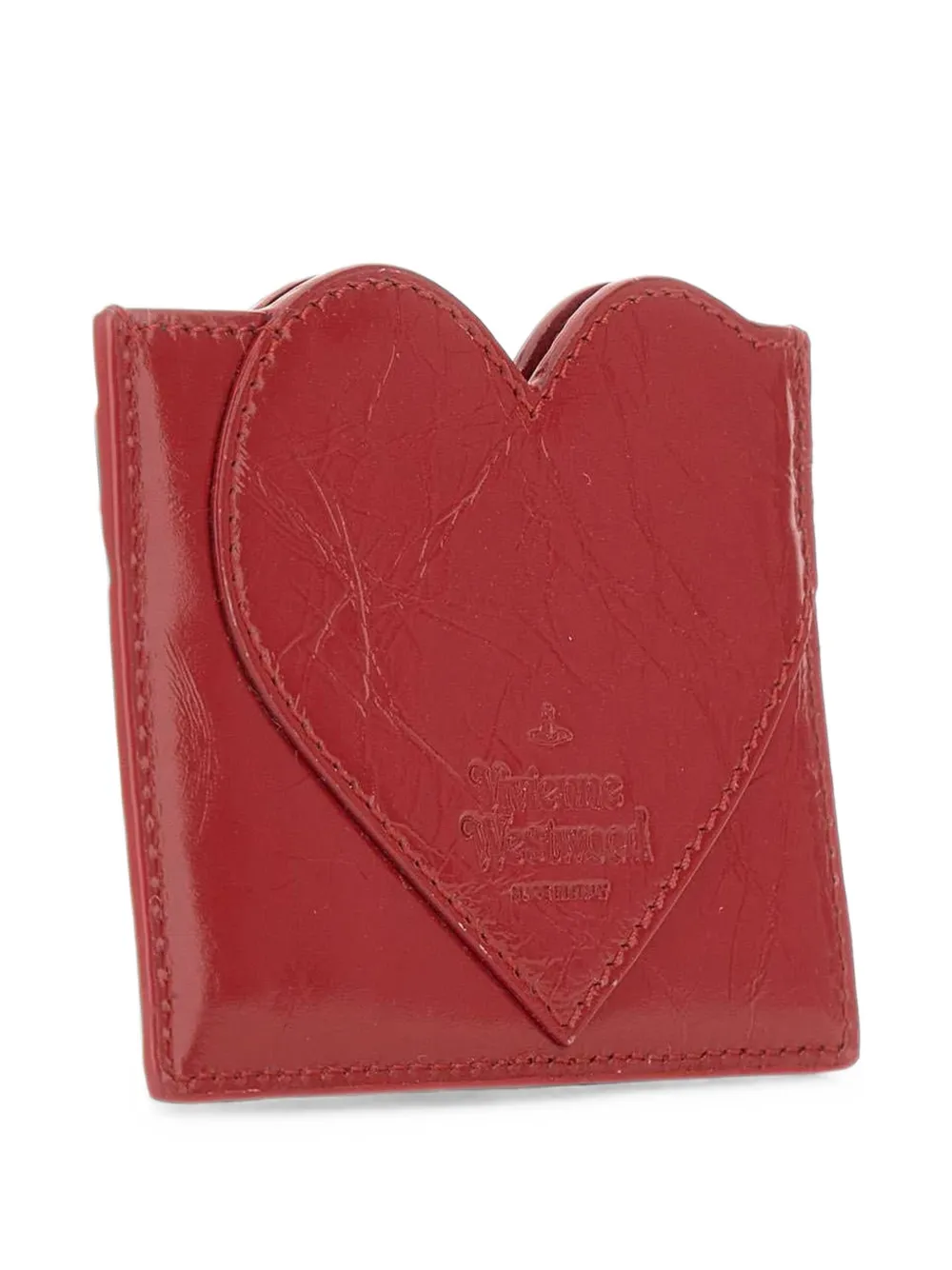 Vivienne Westwood Heart leren pasjeshouder met gekreukt effect Rood