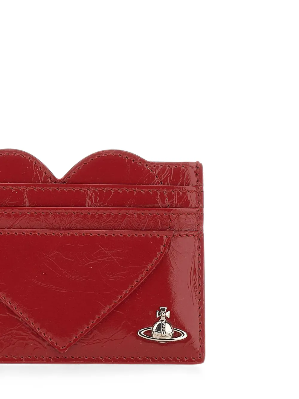 Vivienne Westwood Heart leren pasjeshouder met gekreukt effect Rood