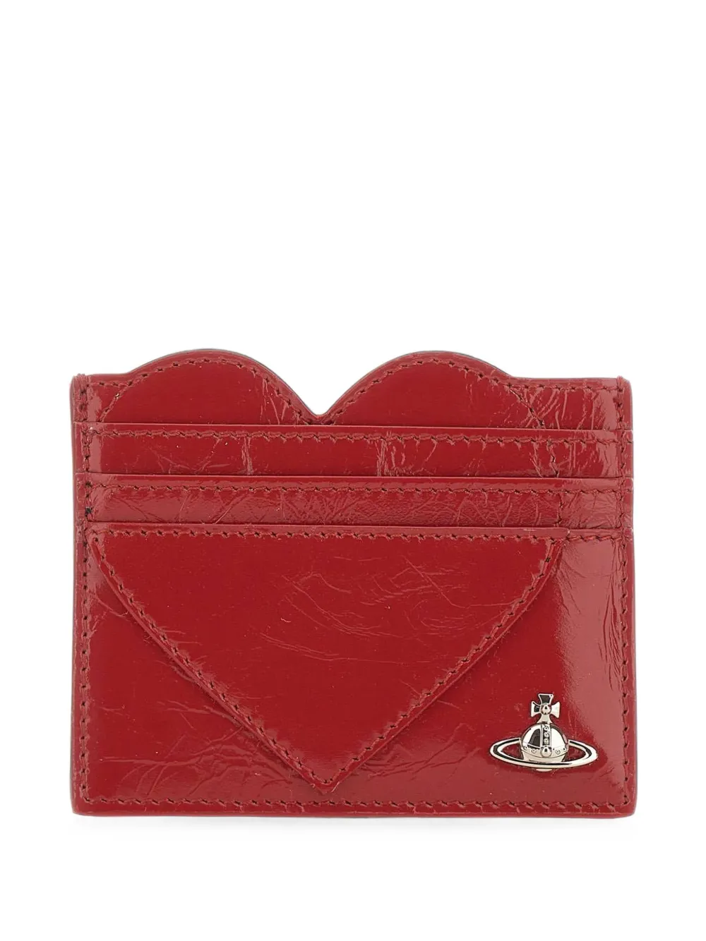 Vivienne Westwood Heart crinkled-leather card holder - Rosso