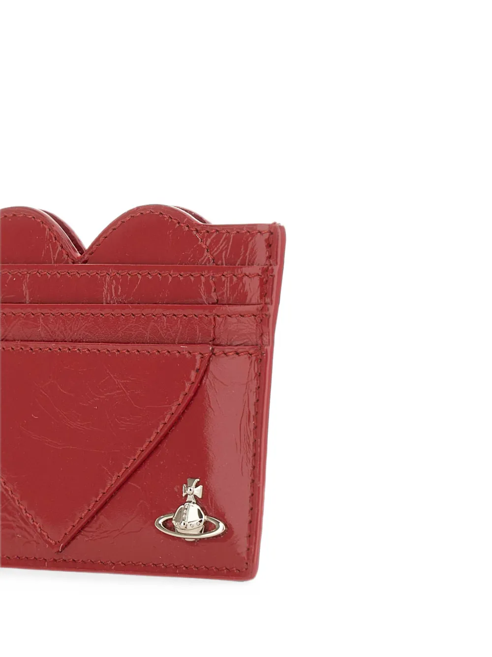 Vivienne Westwood Heart leren pasjeshouder met gekreukt effect Rood
