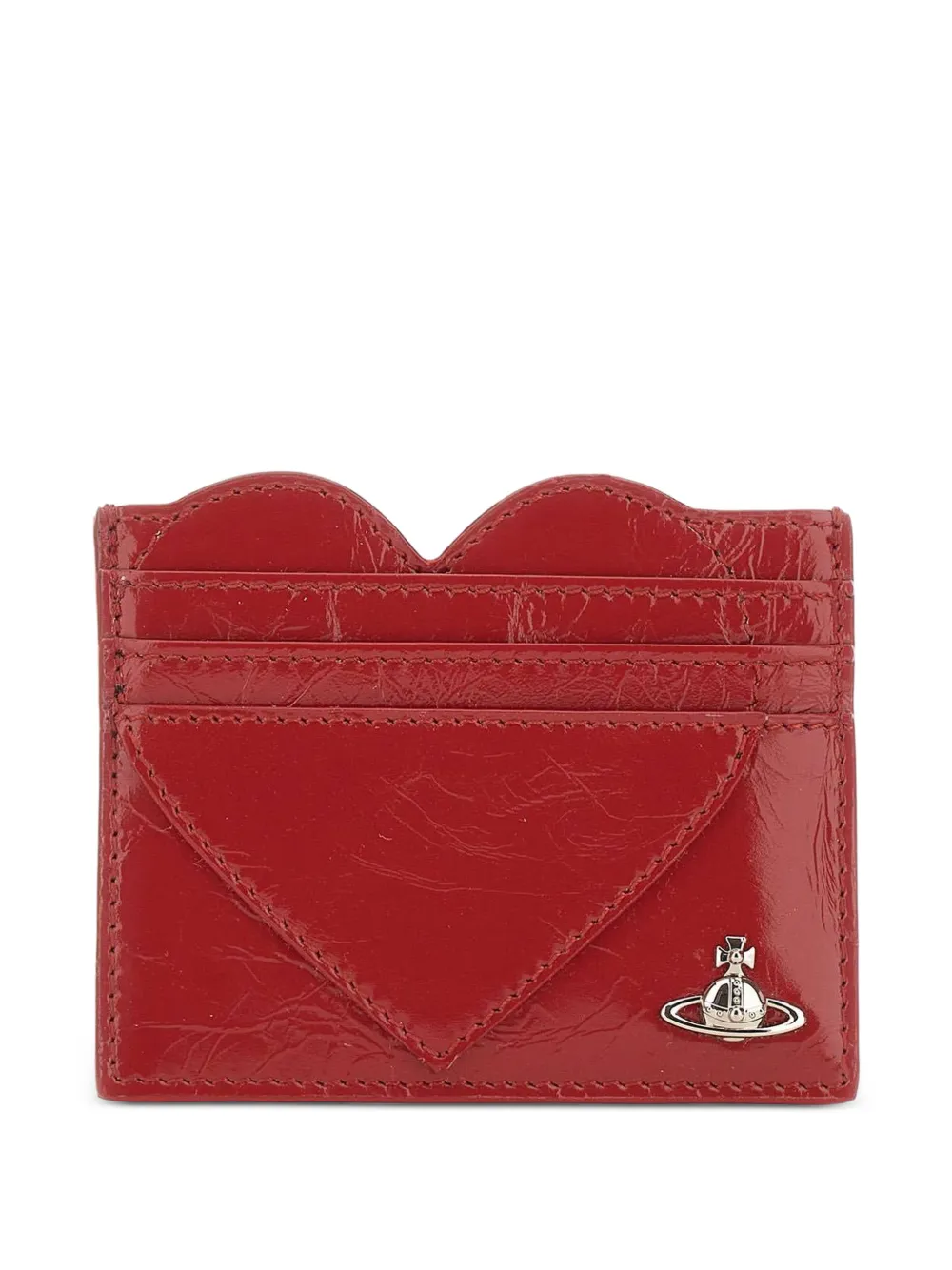 Vivienne Westwood Heart crinkled-leather card holder - Rot