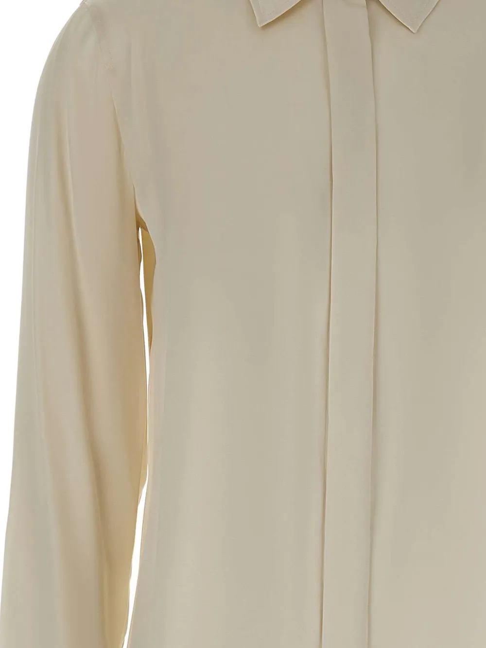Max Mara Zijden-satijnen blouse met verborgen knoop Beige