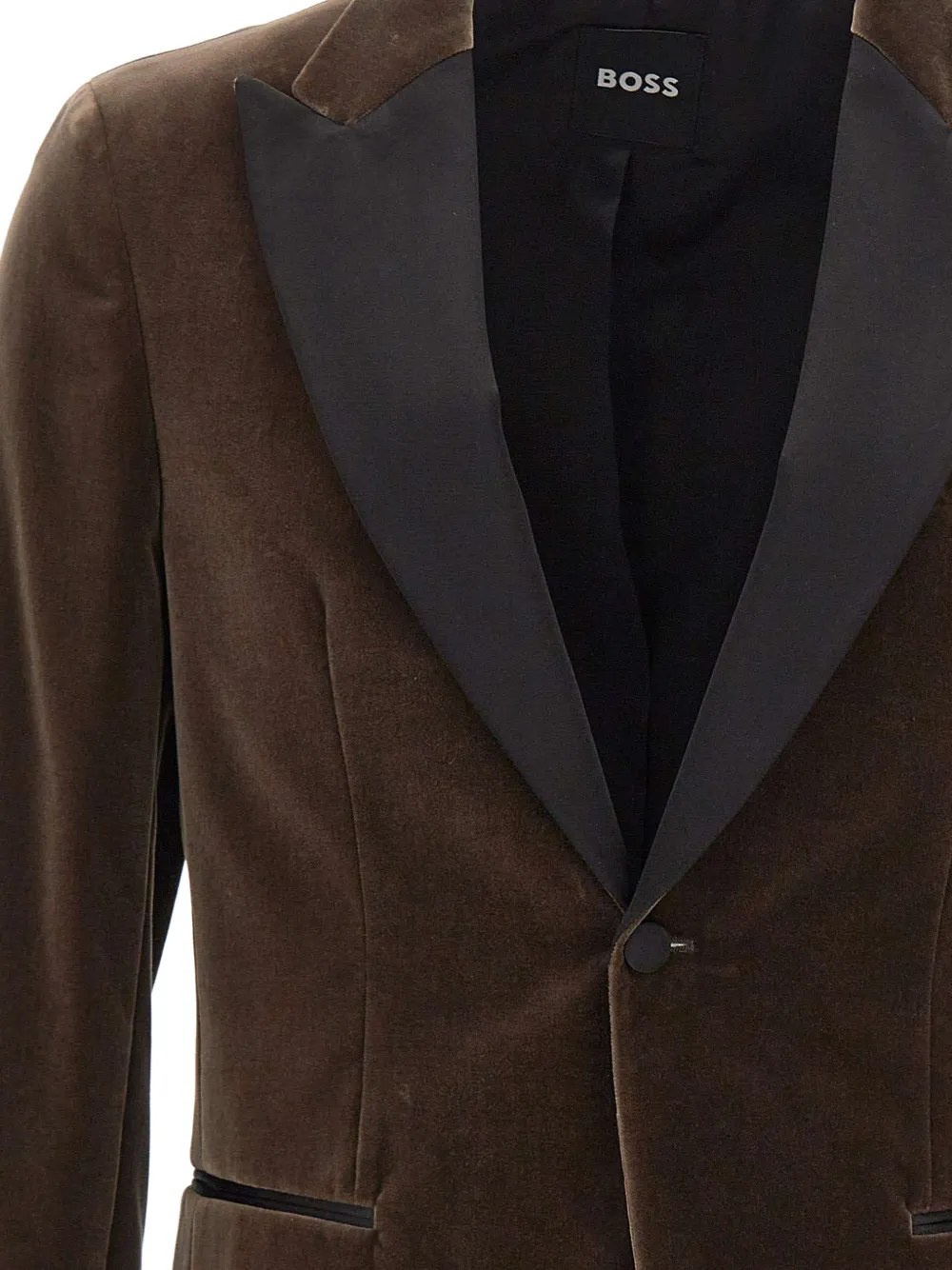 BOSS Slim-fit fluwelen smoking blazer Bruin