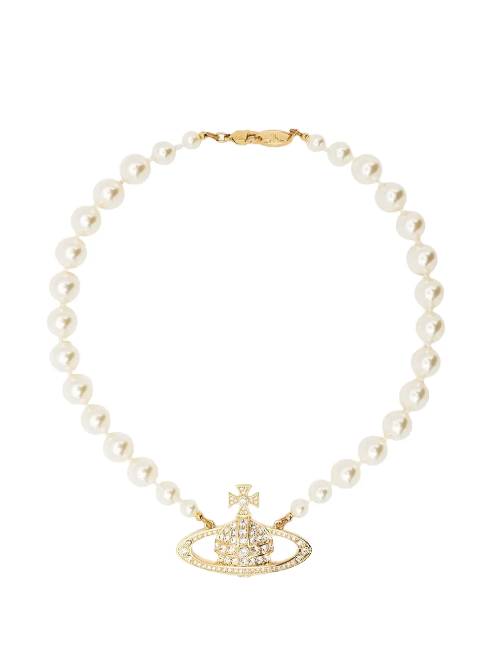 Vivienne Westwood One Row Bas Relief Orb-motif choker - Gold