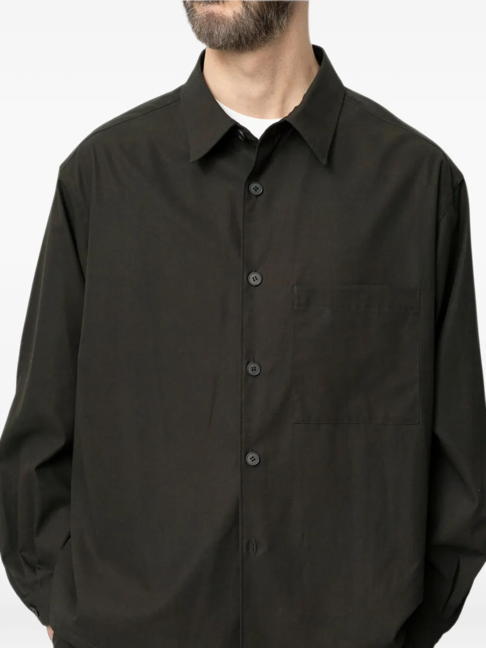 Still by Hand Katoenen twill shirtjack Bruin