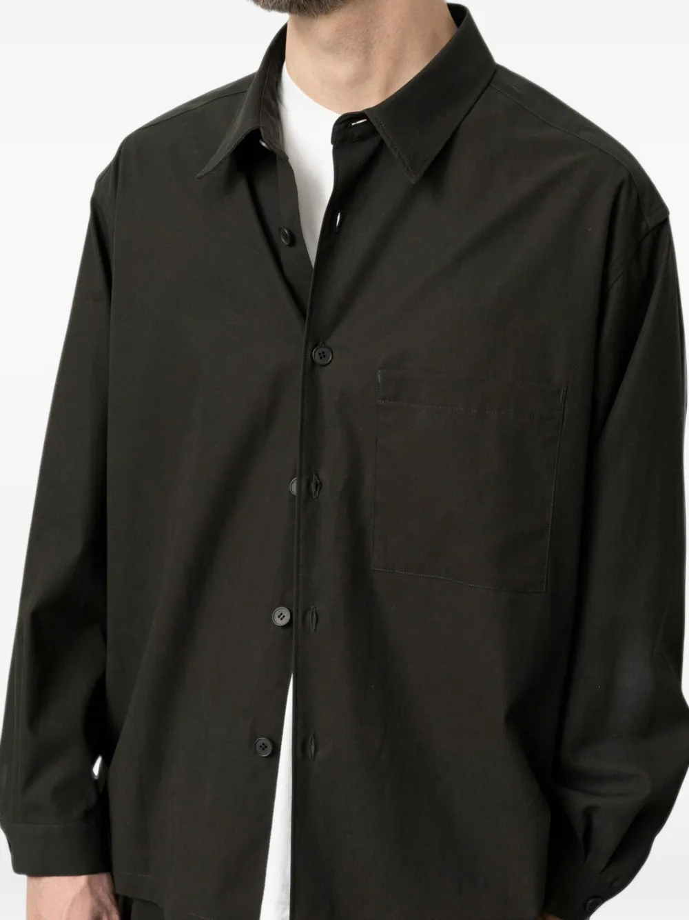 Still by Hand Katoenen twill shirtjack Bruin