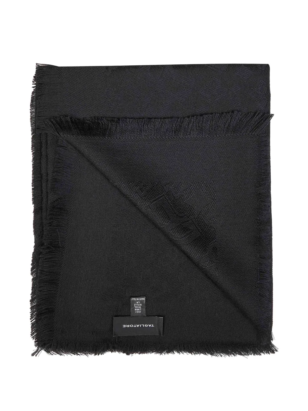 Tagliatore logo-jacquard fringed scarf - Nero