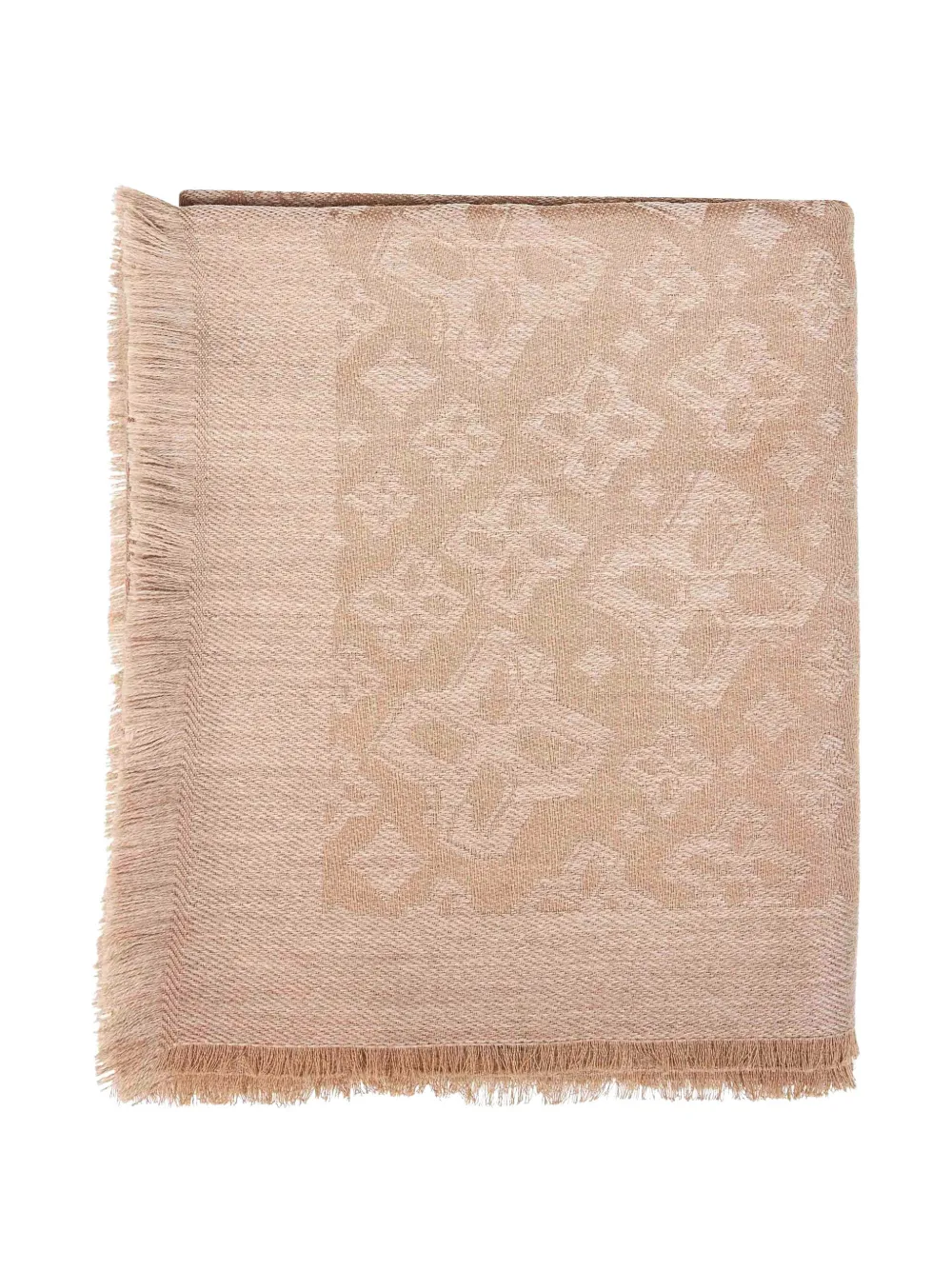 Tagliatore logo-jacquard fringed scarf Beige