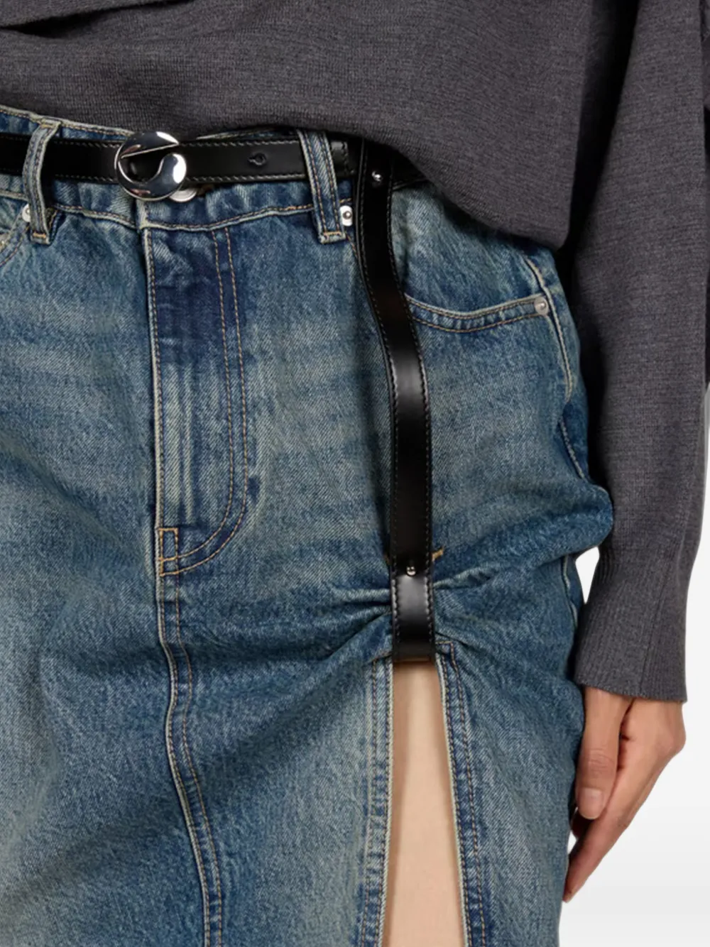 Coperni belted slit-detail midi skirt Blauw