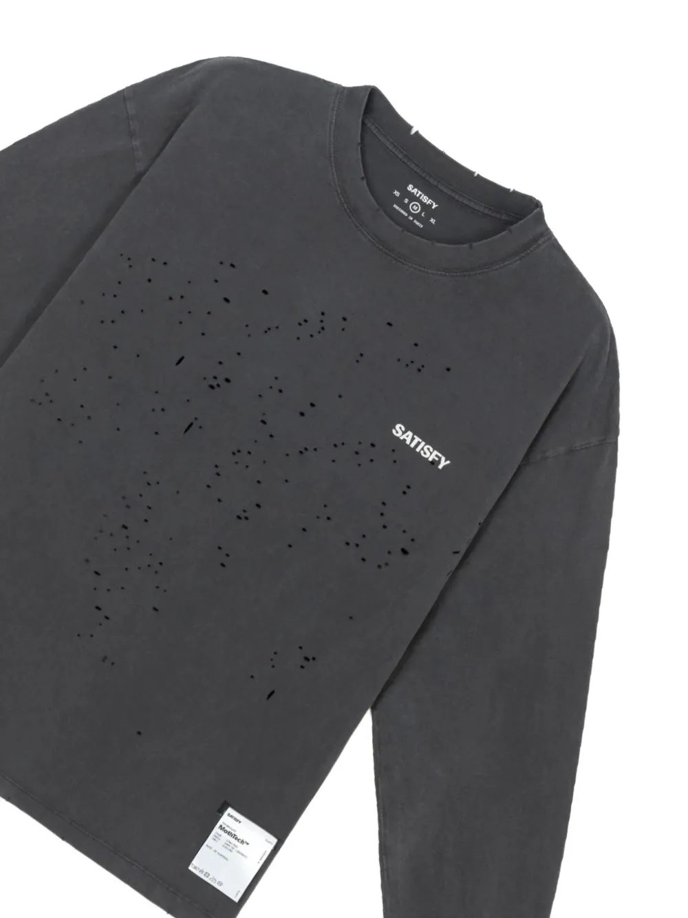 Satisfy MothTech gerafeld T-shirt met lange mouwen Grijs