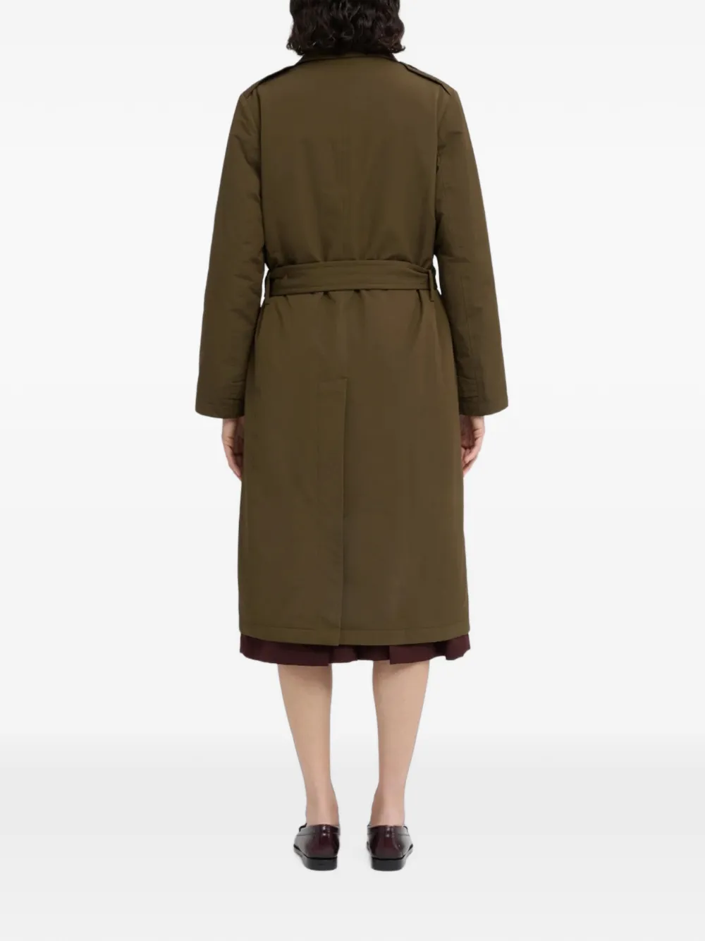 ASPESI double-breasted belted trench coat Groen