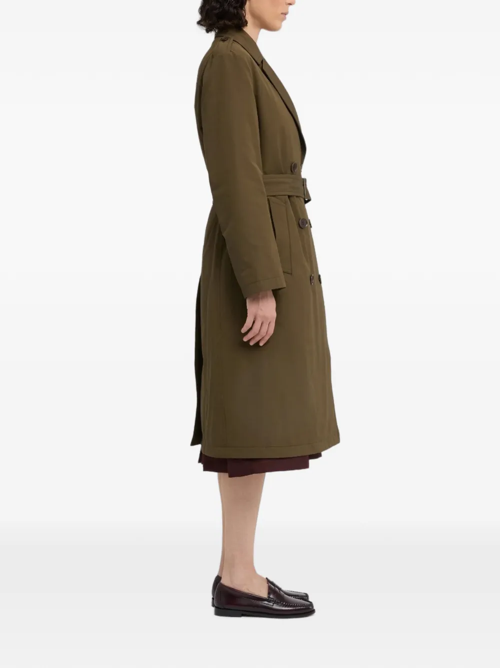 ASPESI double-breasted belted trench coat Groen