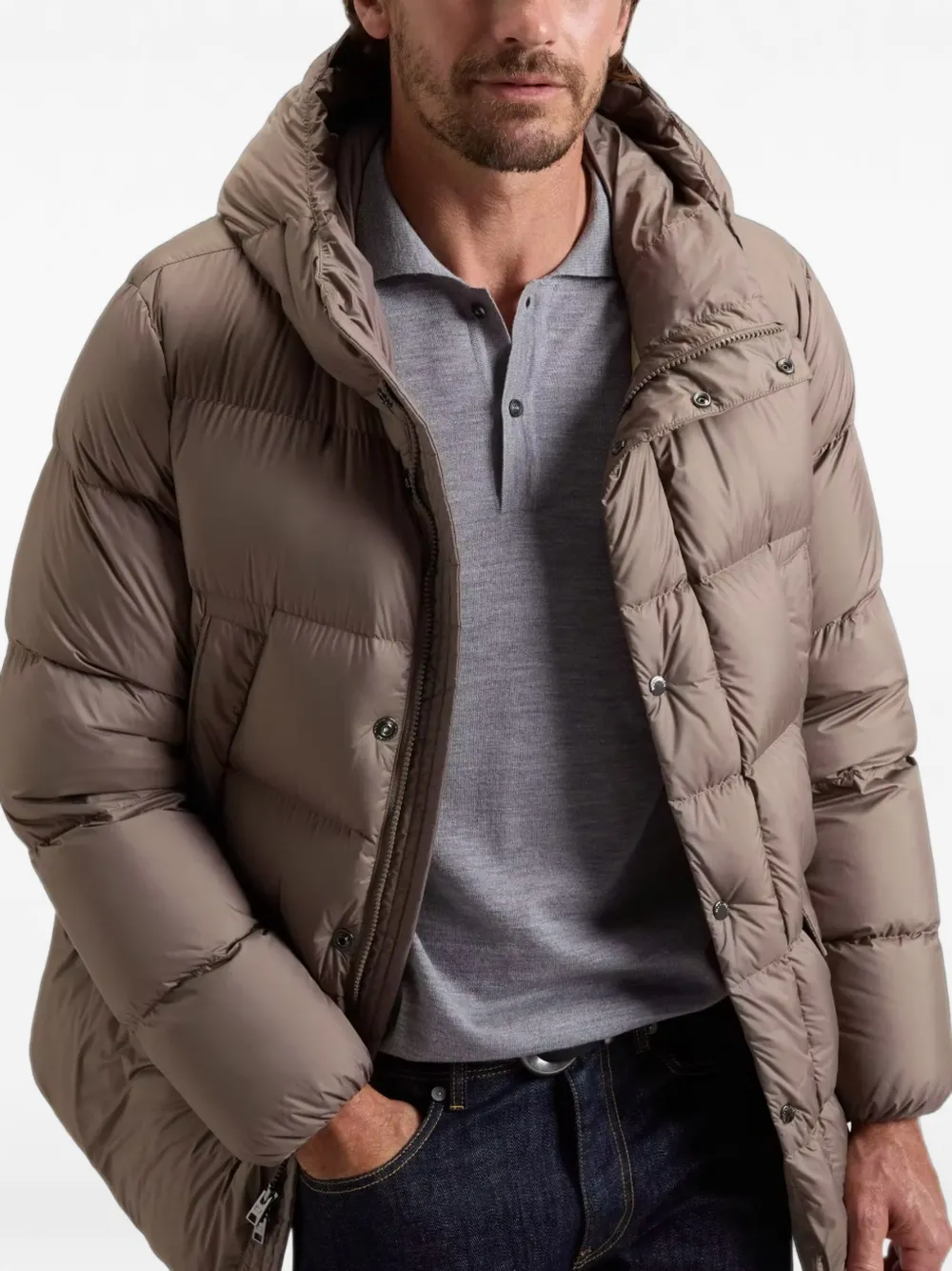 Woolrich Cloud gewatteerd jack met capuchon Bruin