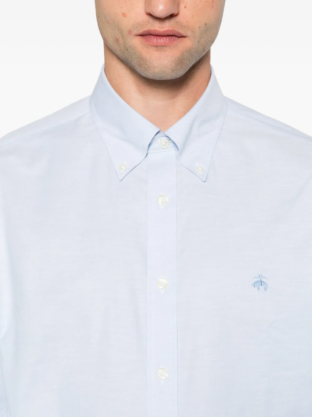 Brooks Brothers button-down embroidered-logo shirt Blauw