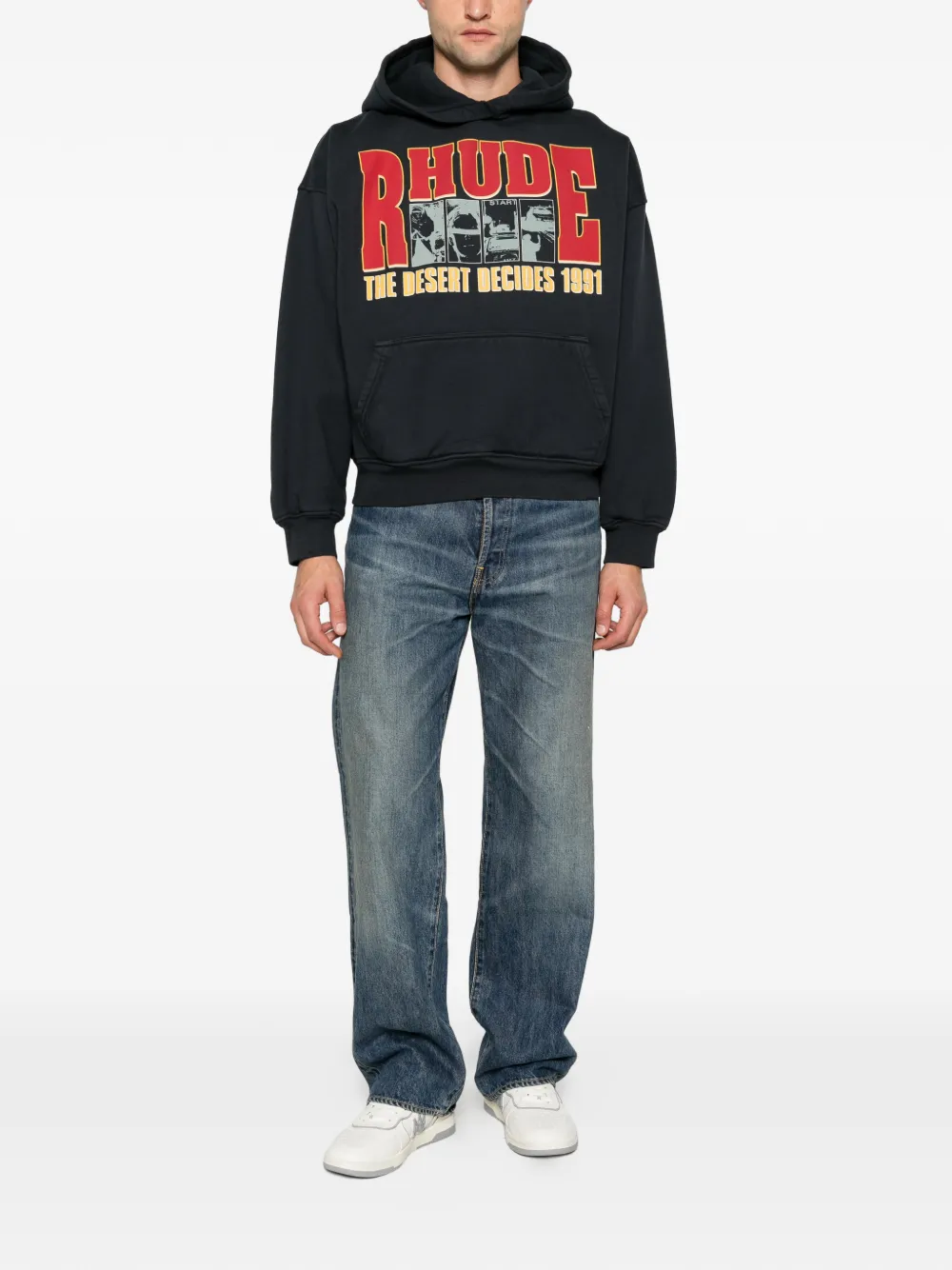 RHUDE graphic-print hoodie Zwart