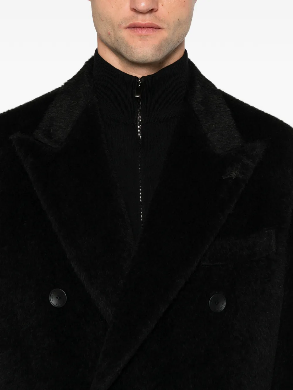 Tagliatore double-breasted peak-lapel coat Zwart