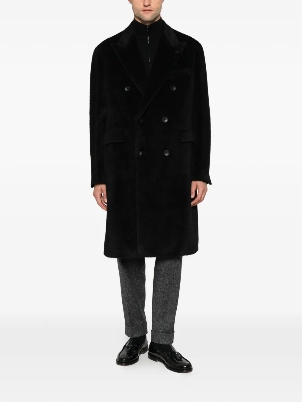 Tagliatore double-breasted peak-lapel coat - Schwarz