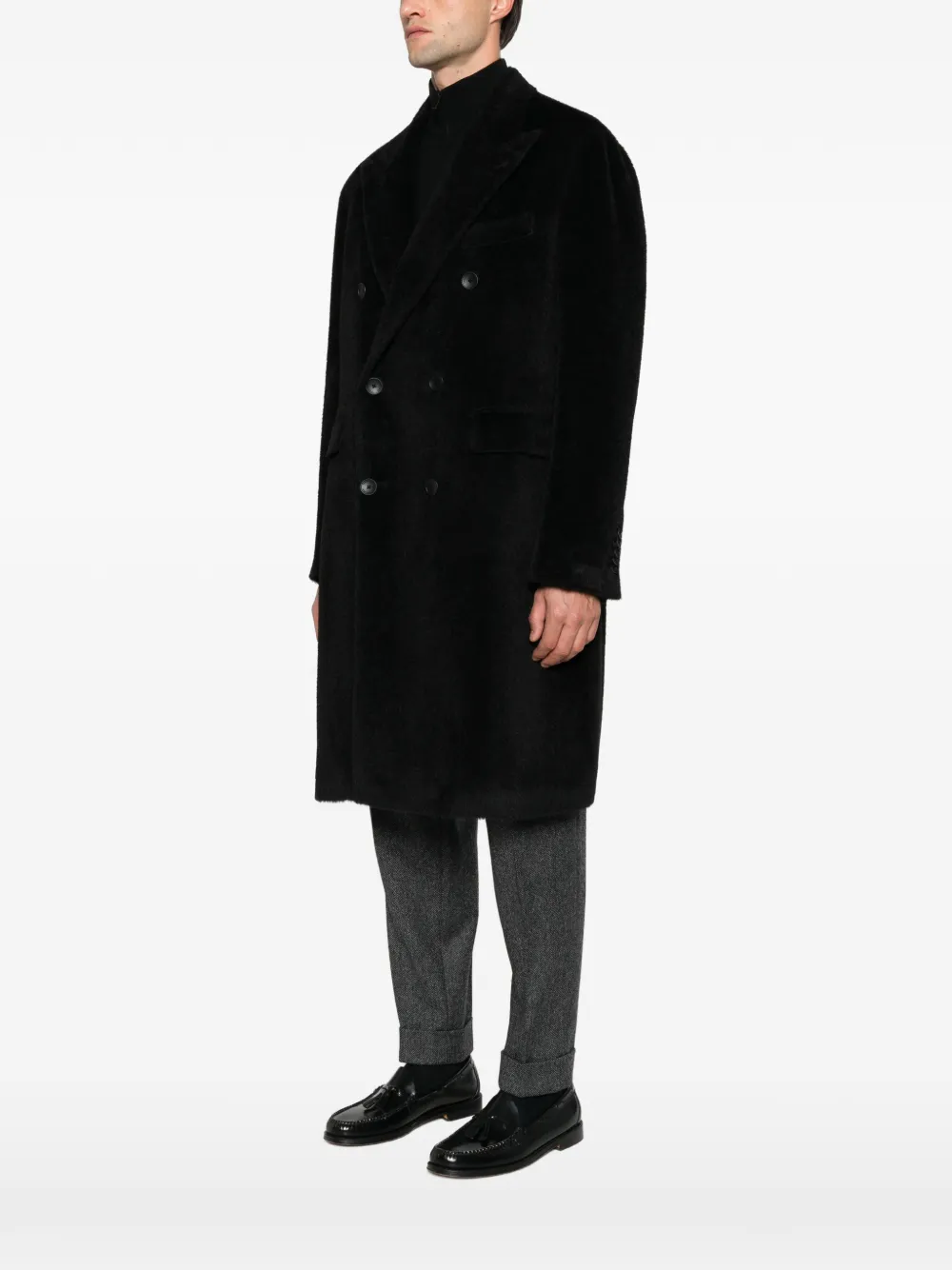 Tagliatore double-breasted peak-lapel coat Zwart