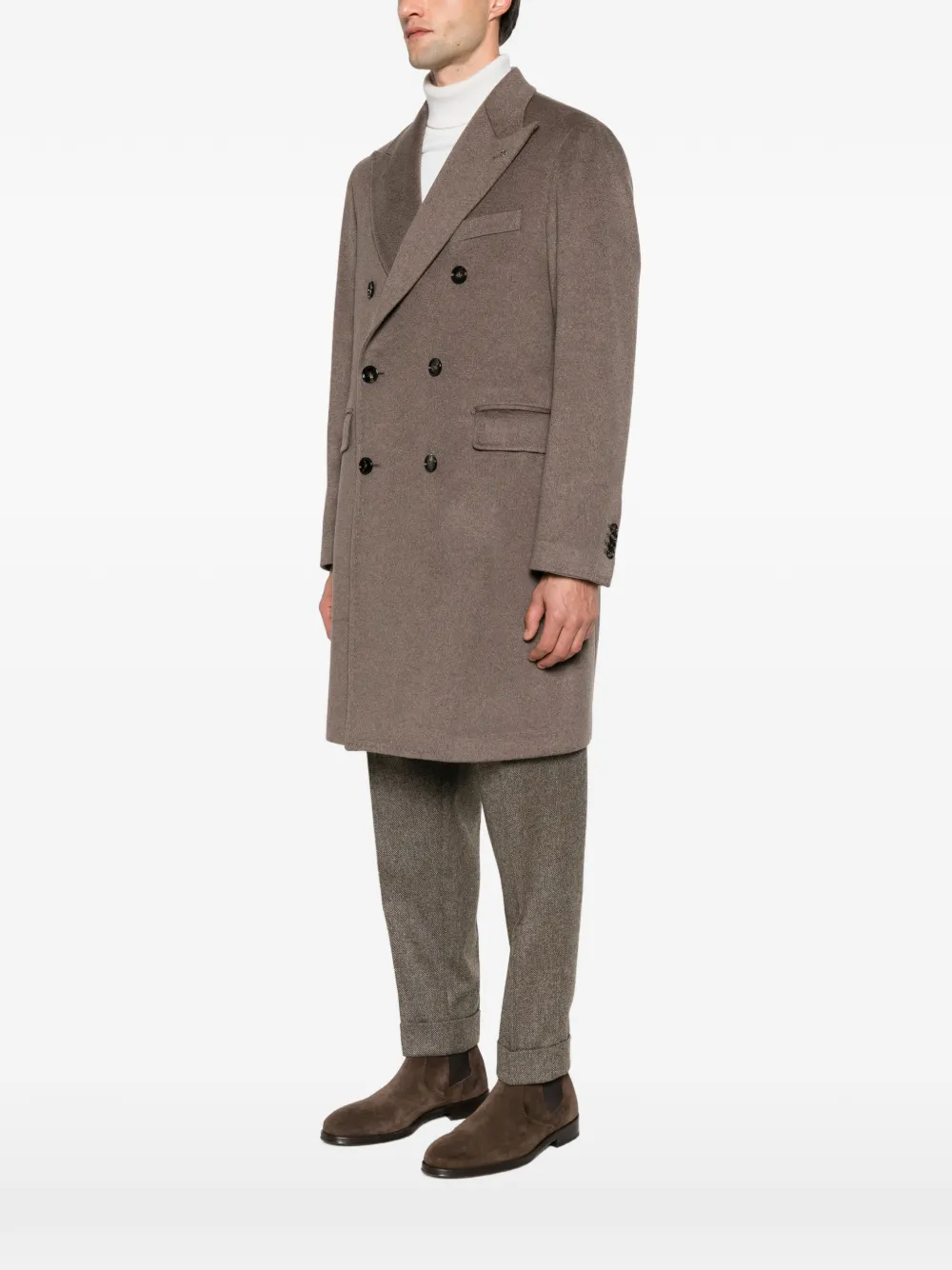 Tagliatore double-breasted peak-lapels coat Bruin