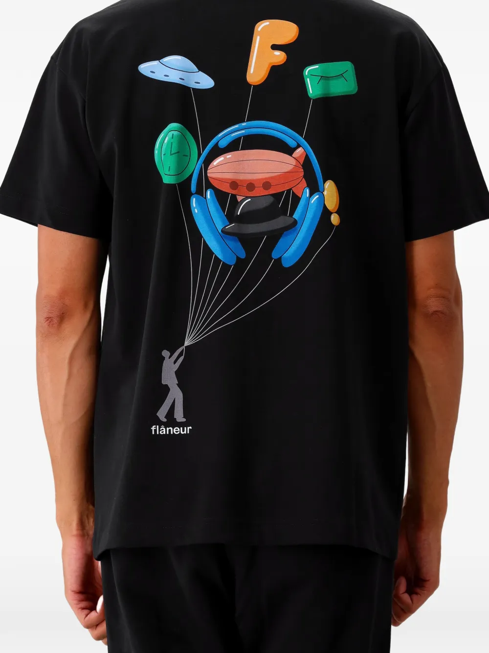FLÂNEUR Inflatables T-shirt met grafische print Zwart