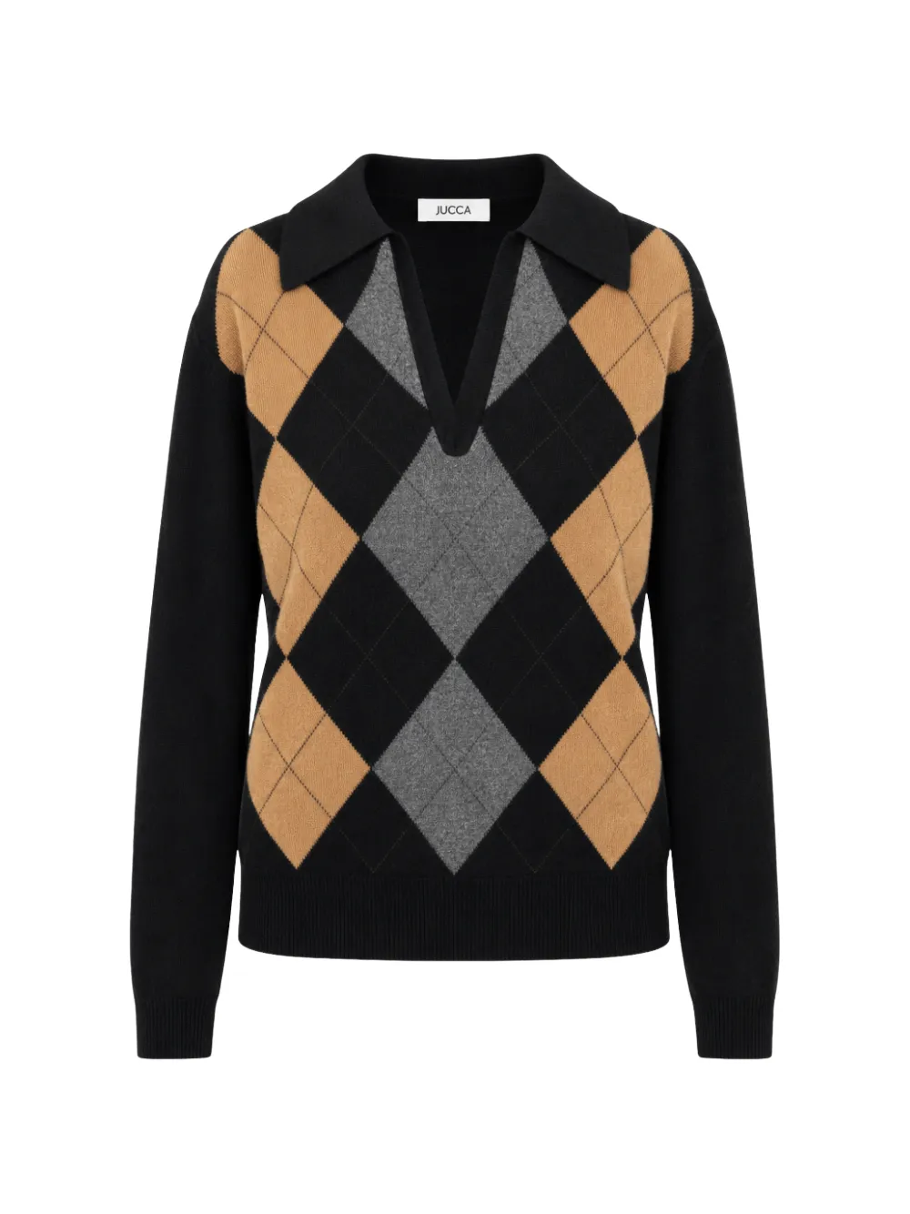 Jucca argyle-intarsia collar sweater - Nero