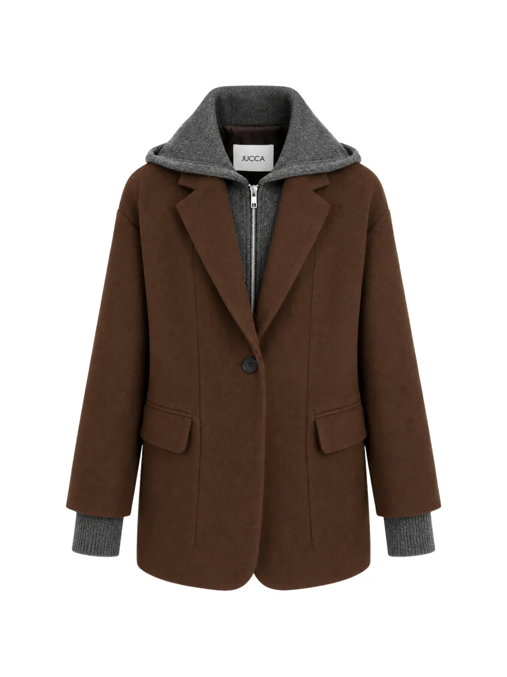 Jucca hooded layered coat - Marrone