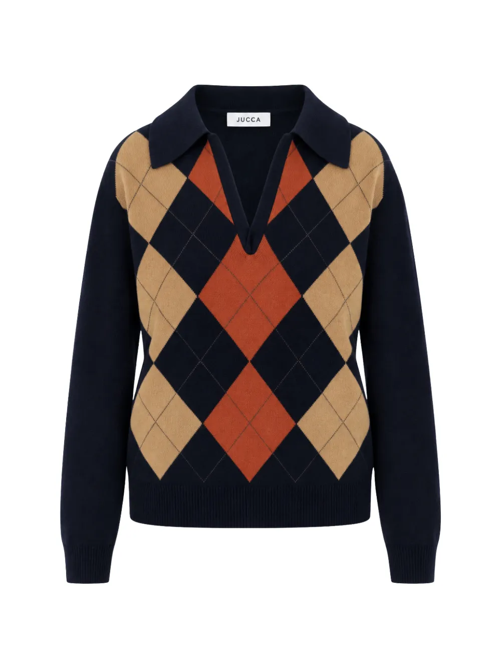 Jucca argyle-intarsia collar sweater - Blu