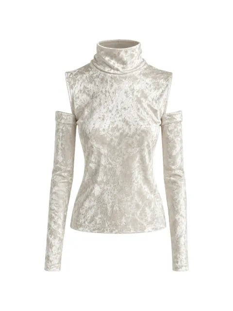 Jucca cut-out shoulder crushed-velvet top