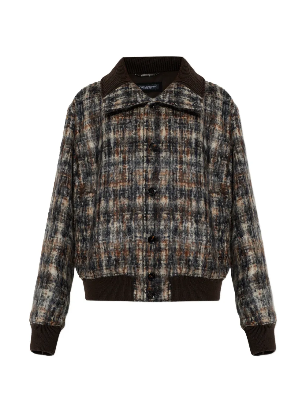 Dolce & Gabbana mohair-blend check bomber jacket - Grigio