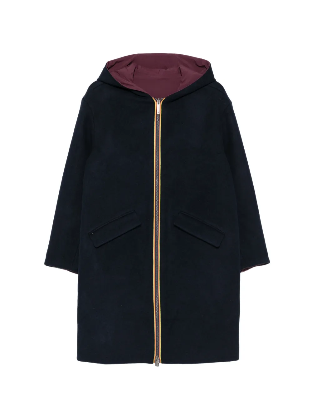 K-Way hooded zip-up coat - Blu