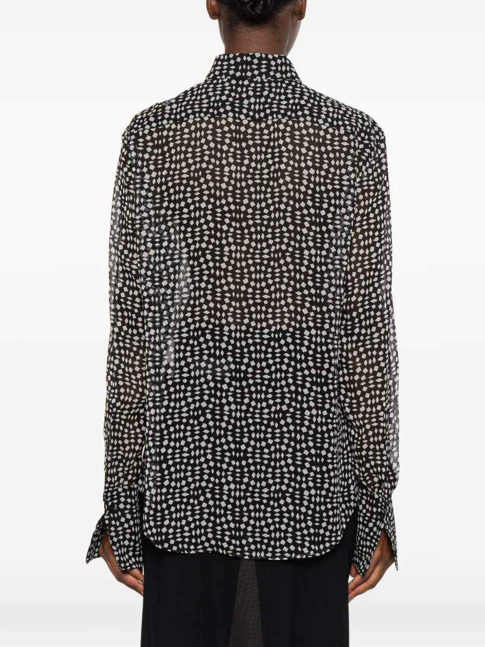 FENDI geometric-print sheer shirt Zwart