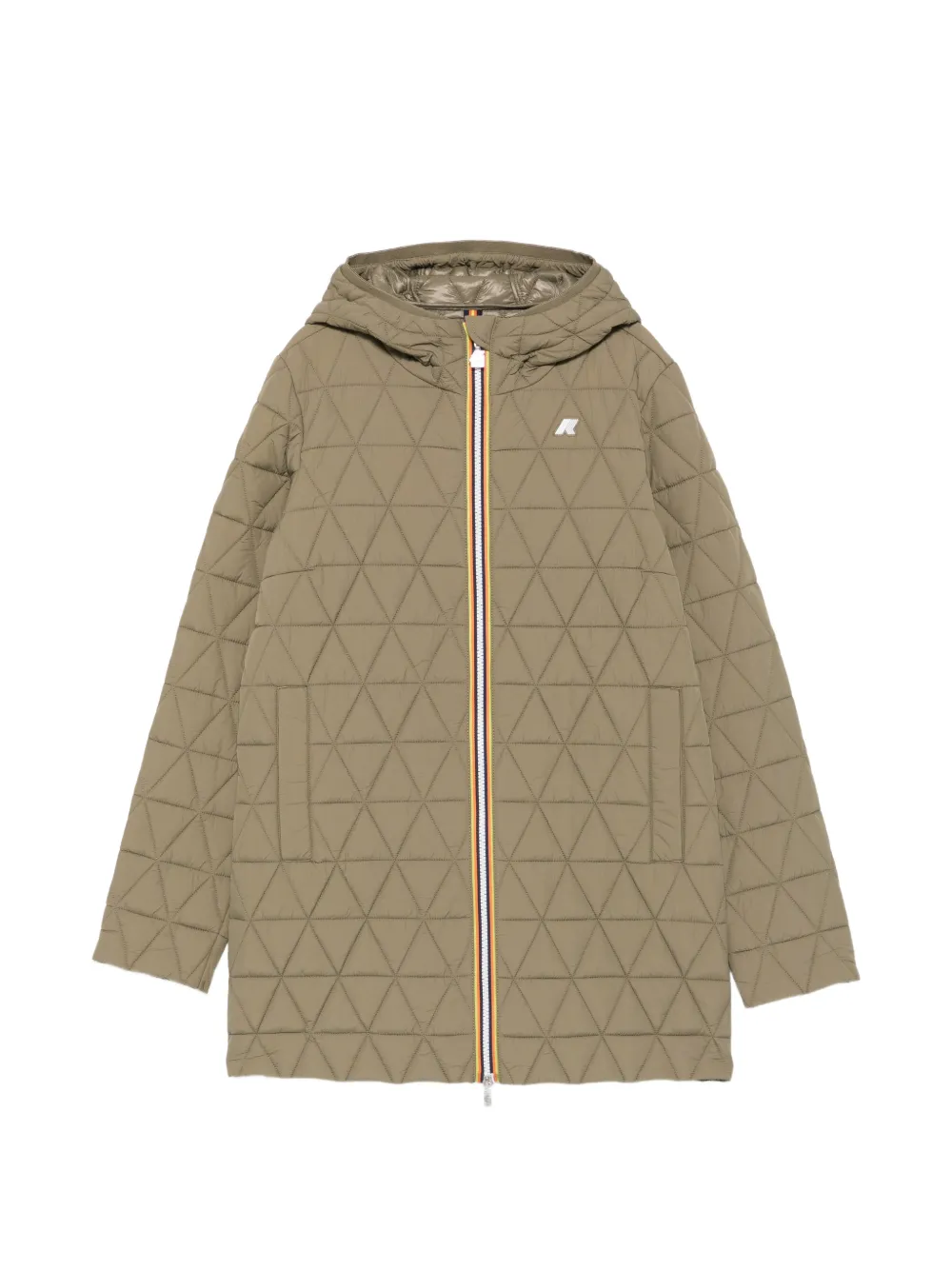 K-Way triangle-quilted hooded coat - Brown