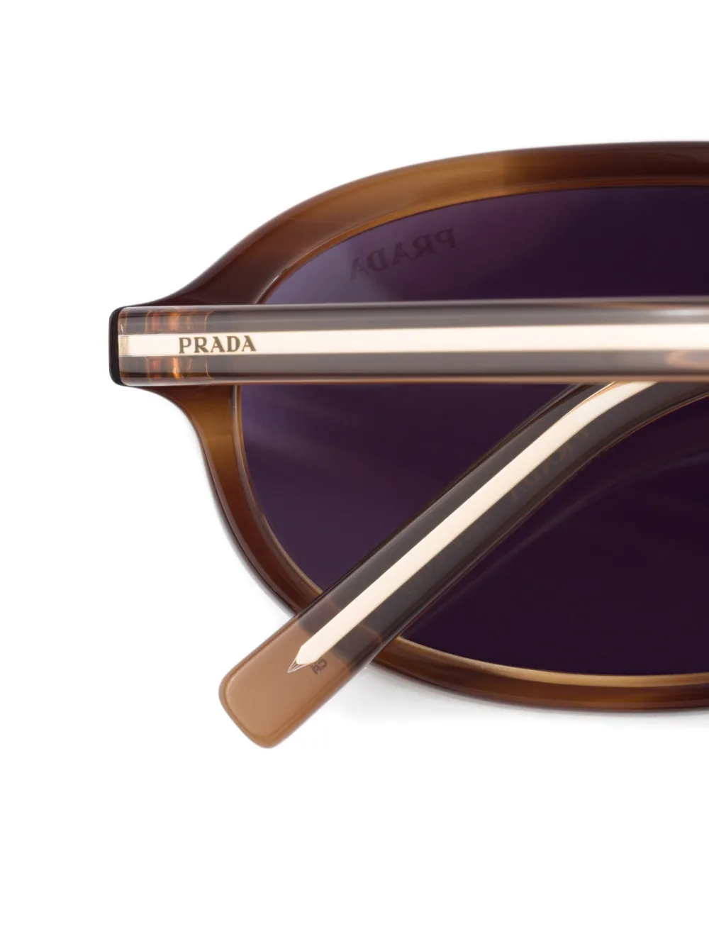 Prada Eyewear Zonnebril met iconisch metalen plakkaat Bruin