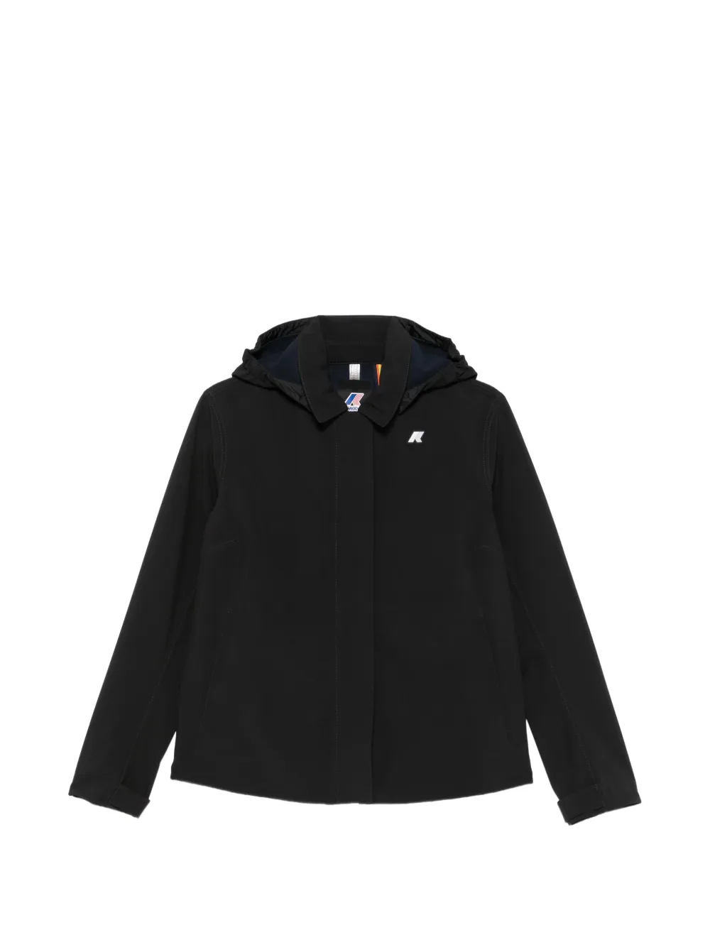 K-Way Kapuzenmantel mit Logo-Patch - Schwarz