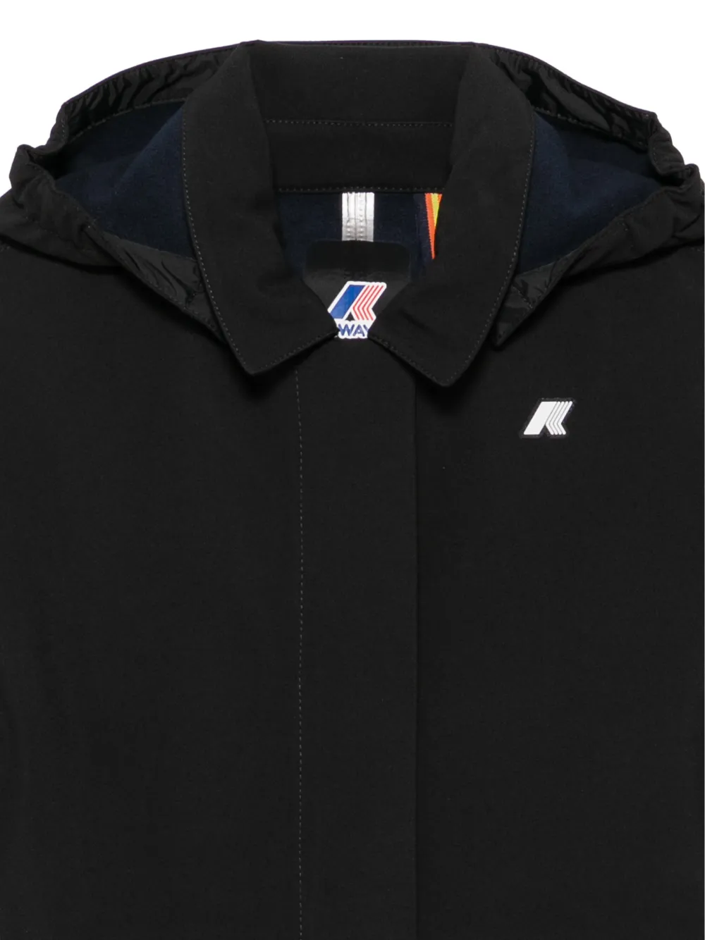 K-Way Jas met logopatch en capuchon Zwart
