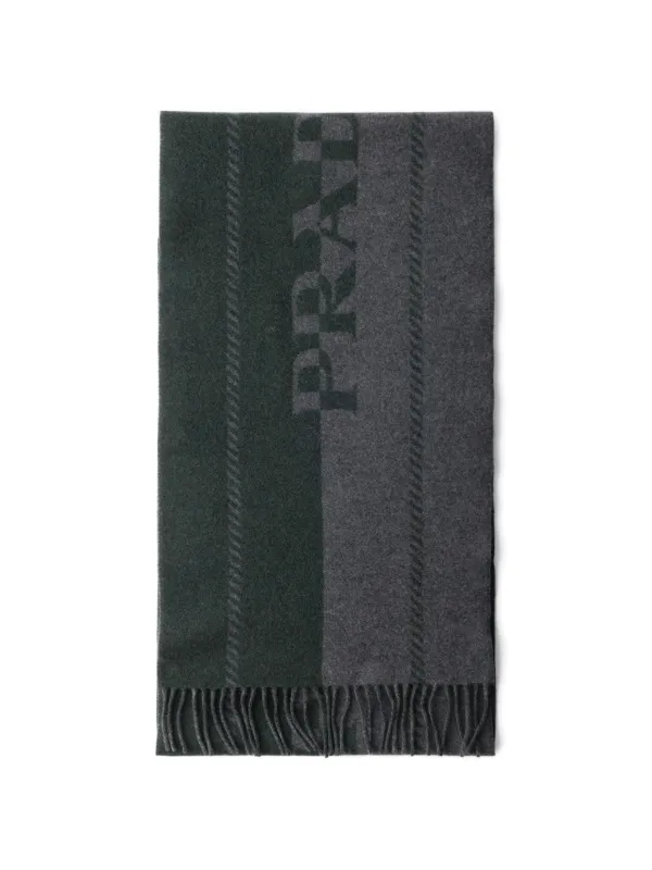 Prada Wool jacquard-logo Scarf | グレー | FARFETCH JP