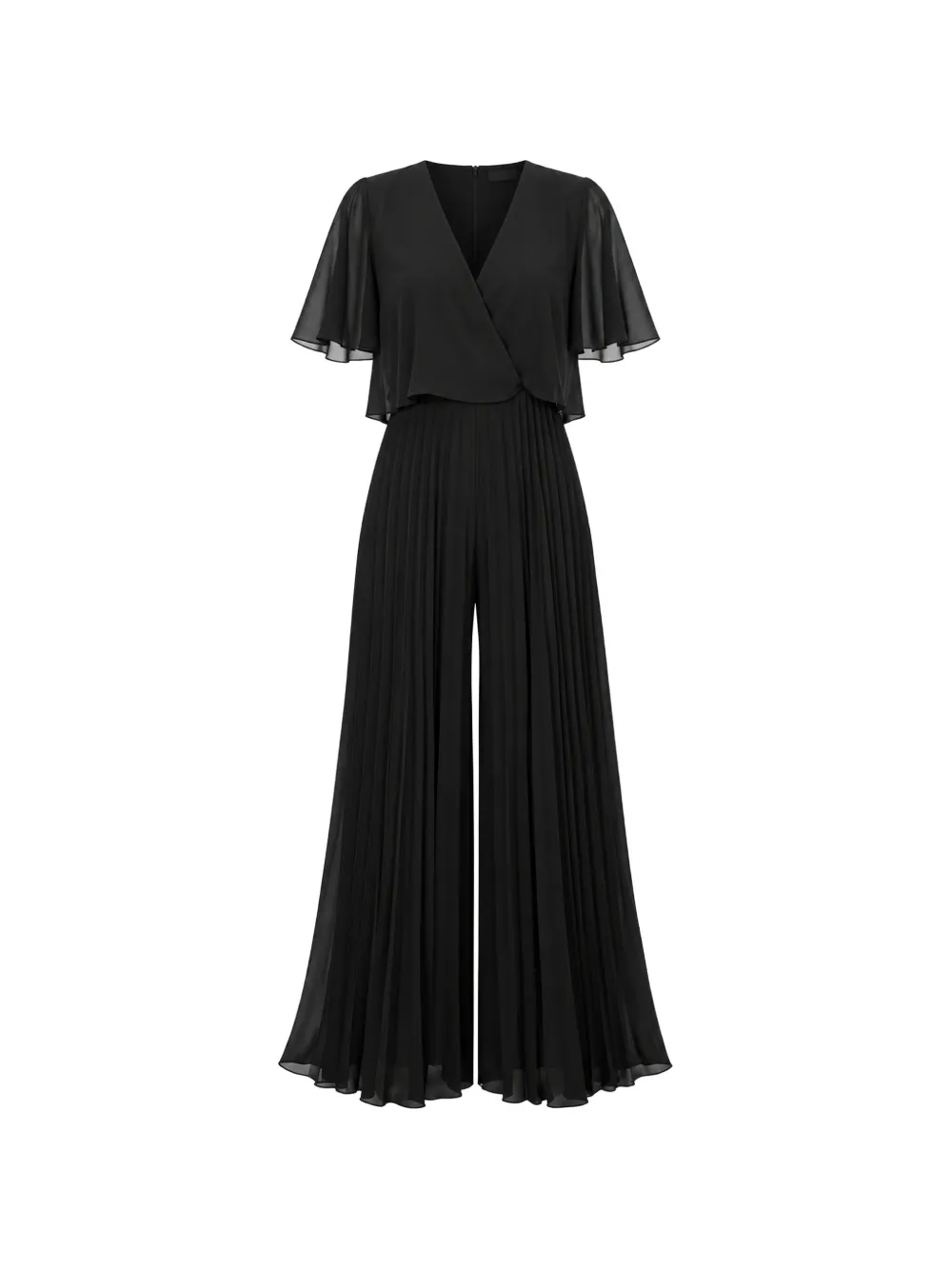 kaos pleated flutter-sleeve jumpsuit - Nero
