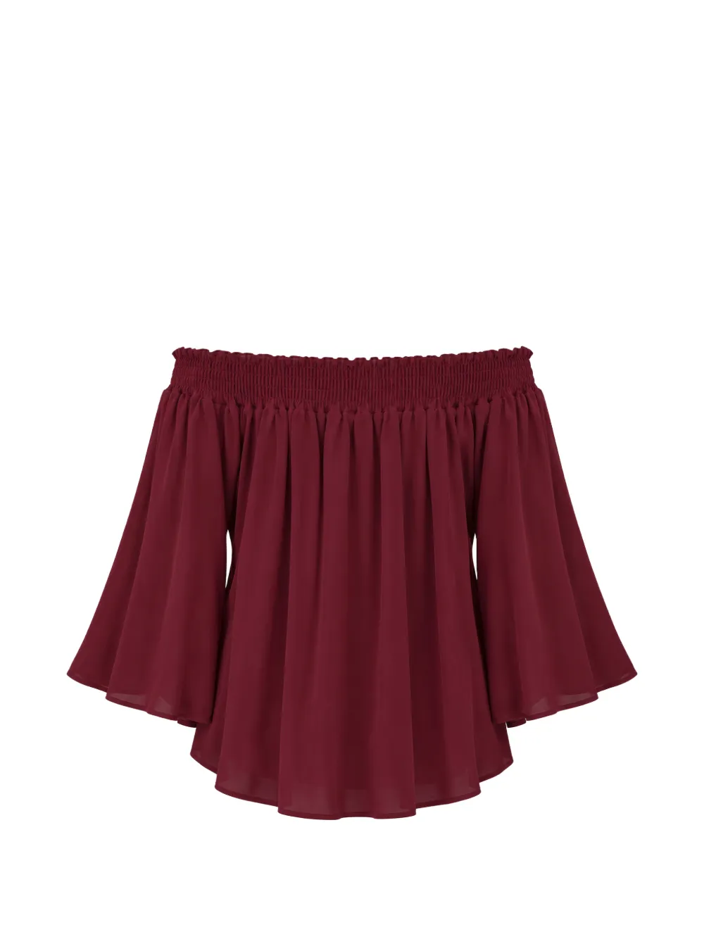 Kaos Off-shoulder Smocked Blouse In Burgundy