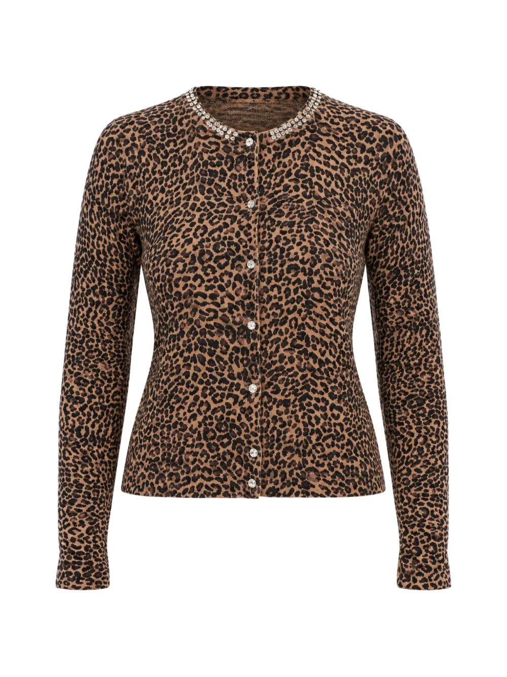 kaos leopard-print crystal-embellished cardigan - Marrone