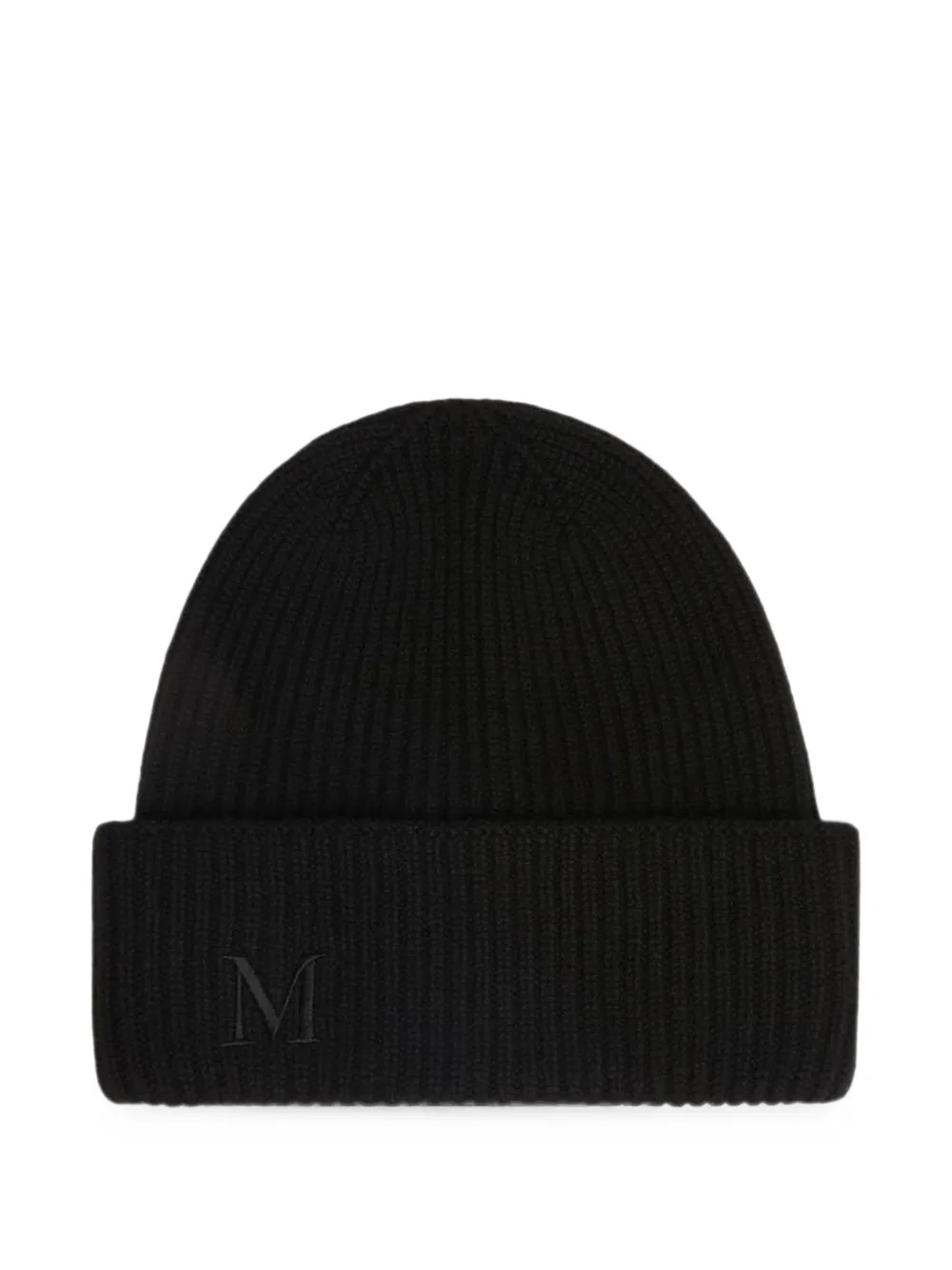 Max Mara ribbed-knit logo-embroidered beanie hat - Noir