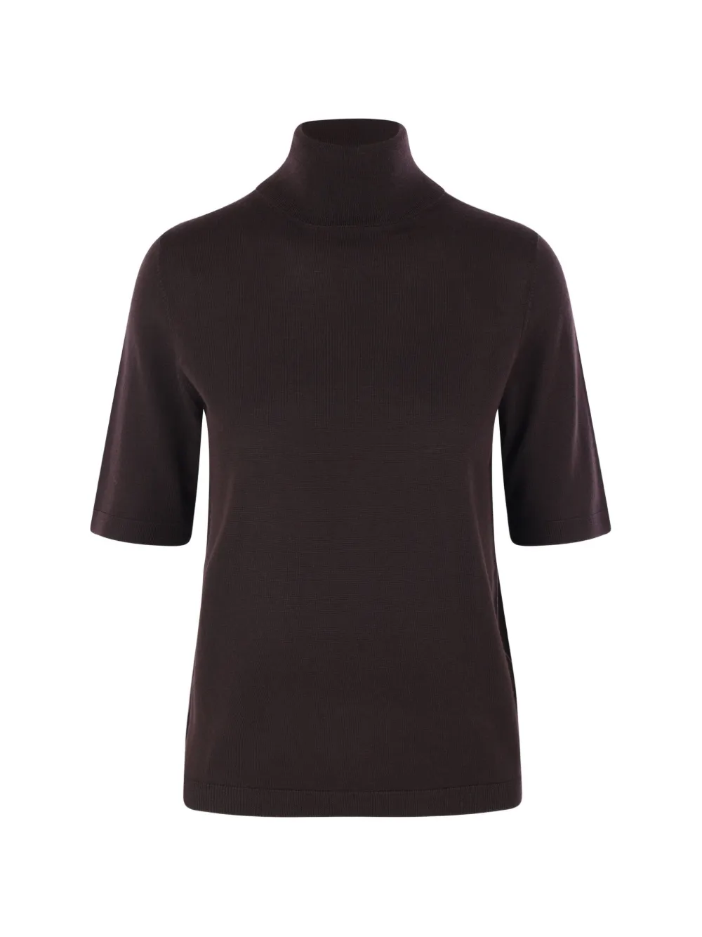 Allude Roll-neck Short-sleeve Sweater In Brown