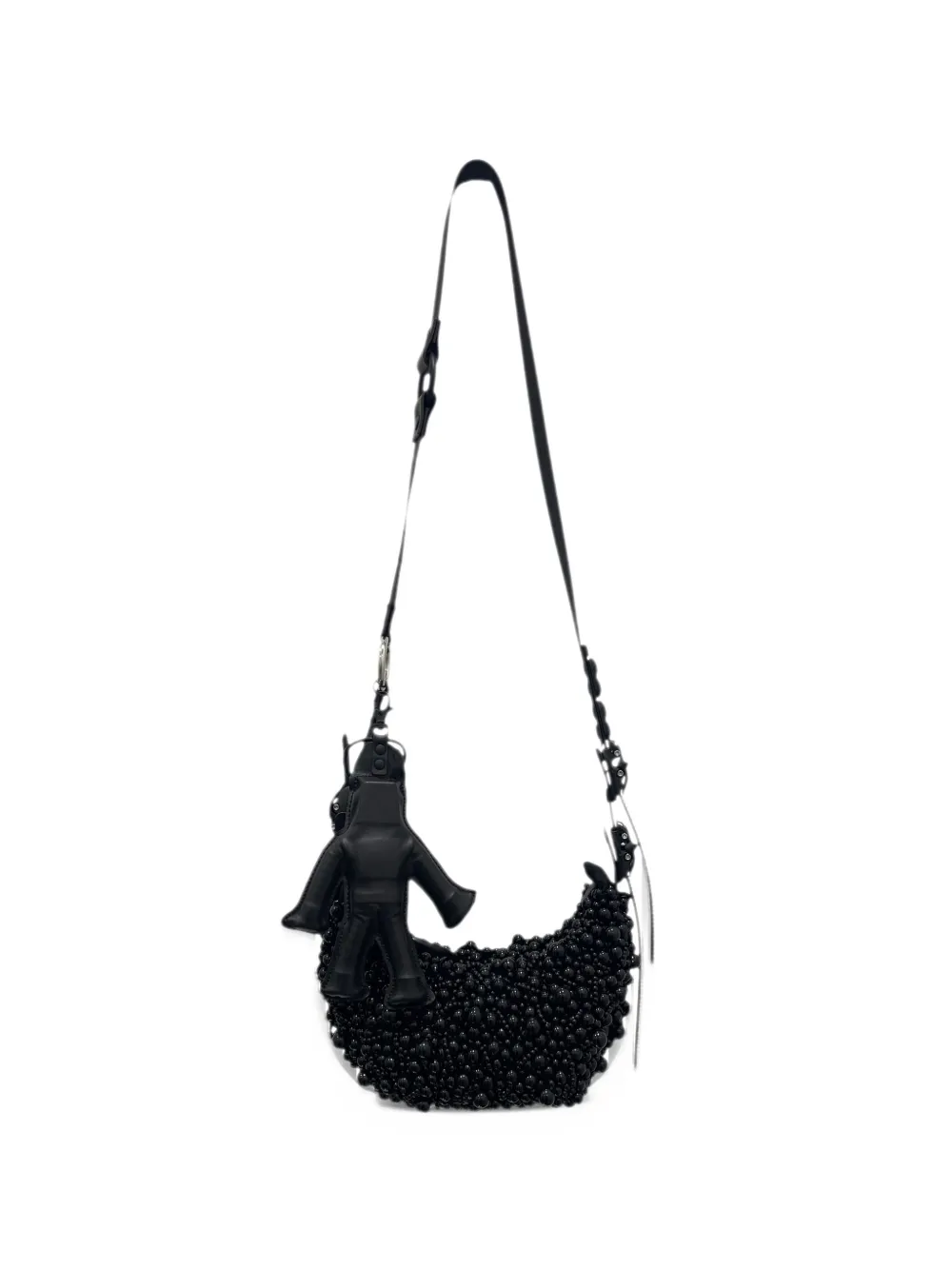 Innerraum beaded-embellished robot-charm shoulder bag - Nero