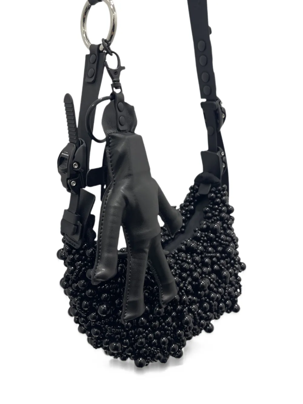Innerraum beaded-embellished robot-charm shoulder bag Zwart