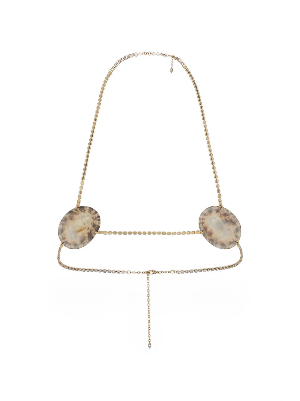 DSQUARED2 Harnas met kristalketting verfraaid met schelpen Goud