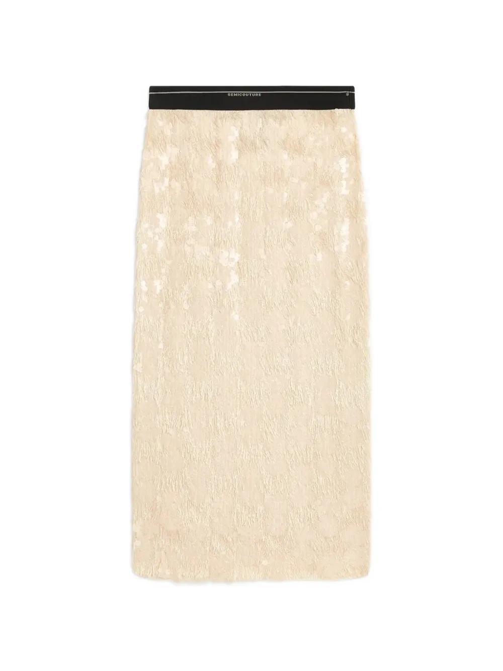 Semicouture sequin-embellished logo-waistband midi skirt - Giallo